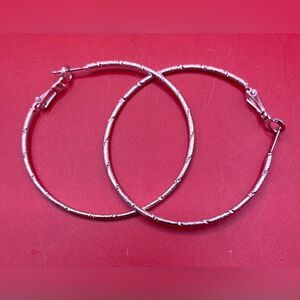Women’s Earrings Hoops Pierced Silver Tone 2”